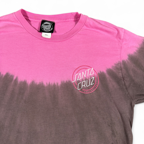 Santa Cruz Shirt Adult SMALL Pink Gray Tie Dye Two Tone Long Sleeve Skater - Picture 3 of 6
